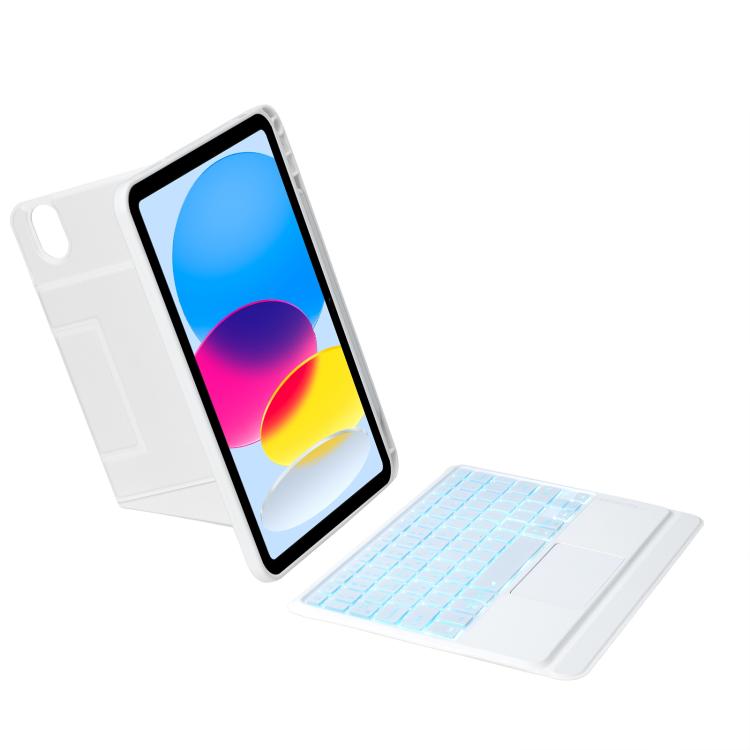 For iPad 2025 / 2022 Holder Floating Detachable Backlight Keyboard Tablet Leather Case with Touchpad(White) - Universal by buy2fix | Online Shopping UK | buy2fix