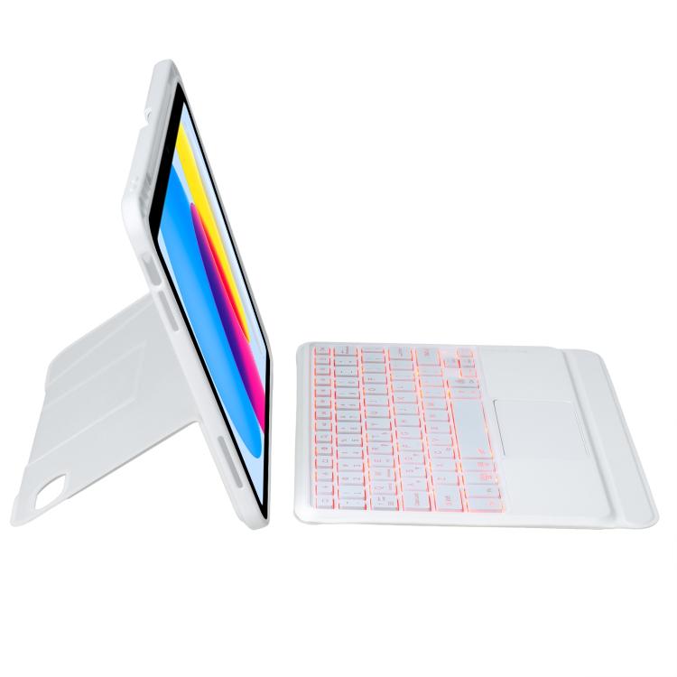 For iPad 2025 / 2022 Holder Floating Detachable Backlight Keyboard Tablet Leather Case with Touchpad(White) - Universal by buy2fix | Online Shopping UK | buy2fix