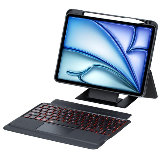 For iPad Air 11 2025 / 2024 / Air 5 / Air 4 Holder Floating Detachable Backlight Keyboard Tablet Leather Case with Touchpad(Black) - For iPad Air by buy2fix | Online Shopping UK | buy2fix