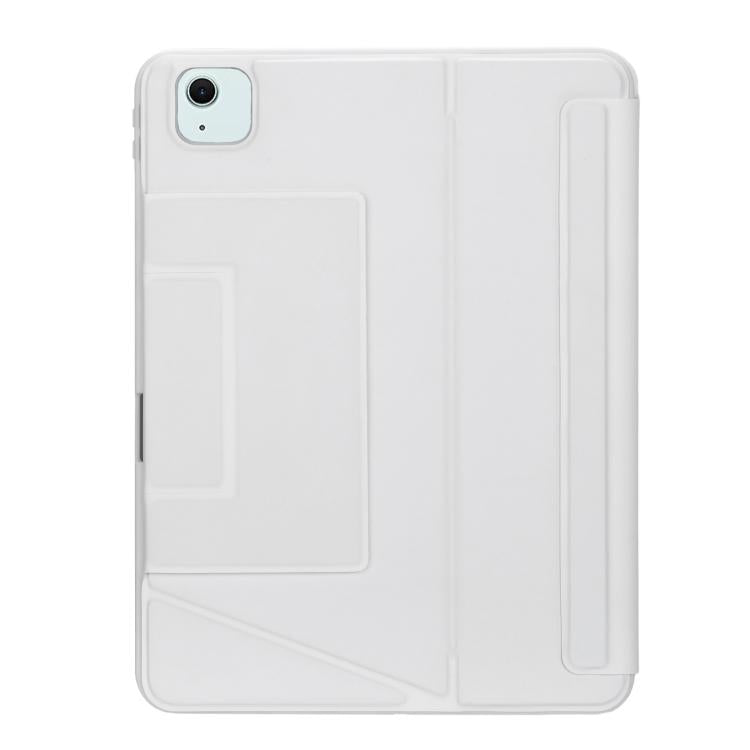 For iPad Air 11 2025 / 2024 / Air 5 / Air 4 Holder Floating Detachable Backlight Keyboard Tablet Leather Case with Touchpad(White) - For iPad Air by buy2fix | Online Shopping UK | buy2fix