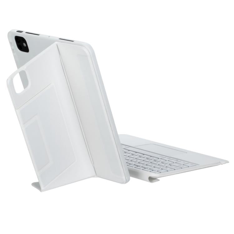 For iPad Air 11 2025 / 2024 / Air 5 / Air 4 Holder Floating Detachable Backlight Keyboard Tablet Leather Case with Touchpad(White) - For iPad Air by buy2fix | Online Shopping UK | buy2fix