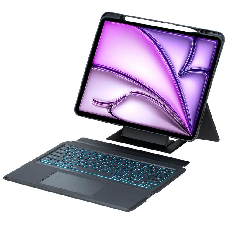 For iPad Air 13 2025 / 2024 / iPad Pro 12.9 Holder Floating Detachable Backlight Keyboard Tablet Leather Case with Touchpad(Black) - For iPad Air by buy2fix | Online Shopping UK | buy2fix