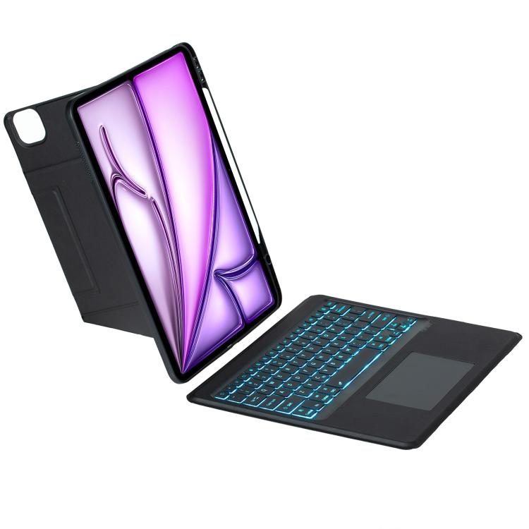 For iPad Air 13 2025 / 2024 / iPad Pro 12.9 Holder Floating Detachable Backlight Keyboard Tablet Leather Case with Touchpad(Black) - For iPad Air by buy2fix | Online Shopping UK | buy2fix
