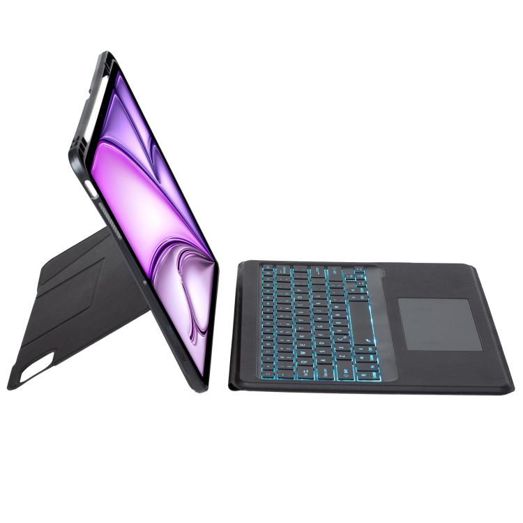 For iPad Air 13 2025 / 2024 / iPad Pro 12.9 Holder Floating Detachable Backlight Keyboard Tablet Leather Case with Touchpad(Black) - For iPad Air by buy2fix | Online Shopping UK | buy2fix