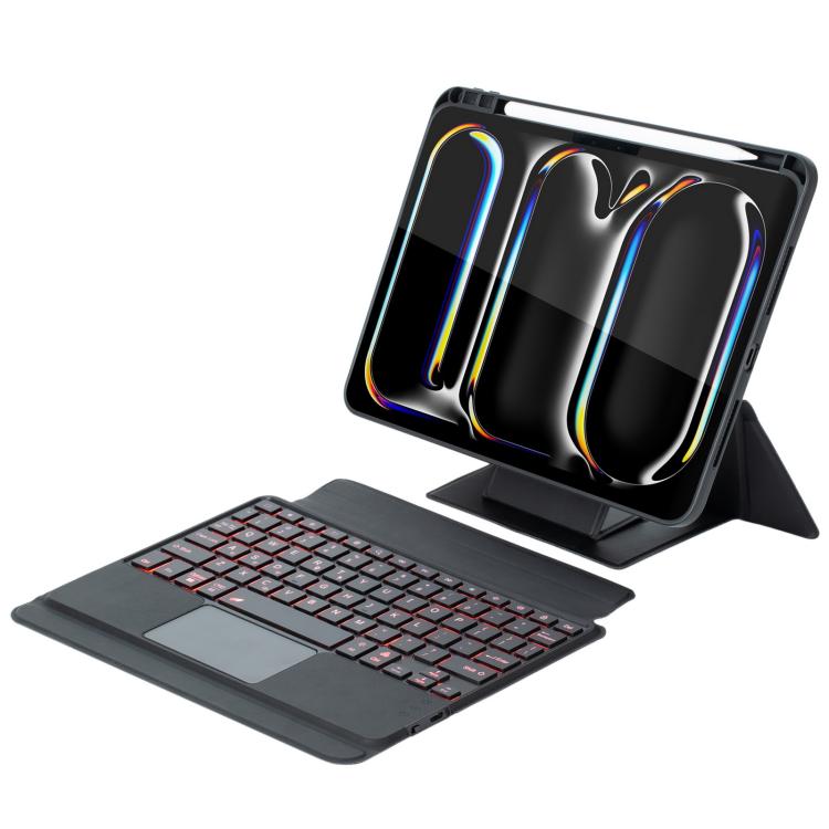 For iPad Pro 11 2024 Holder Floating Detachable Backlight Keyboard Tablet Leather Case with Touchpad(Black) - For iPad Pro by buy2fix | Online Shopping UK | buy2fix
