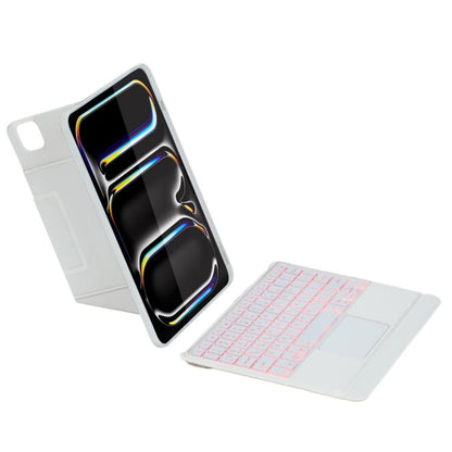 For iPad Pro 11 2024 Holder Floating Detachable Backlight Keyboard Tablet Leather Case with Touchpad(White) - For iPad Pro by buy2fix | Online Shopping UK | buy2fix