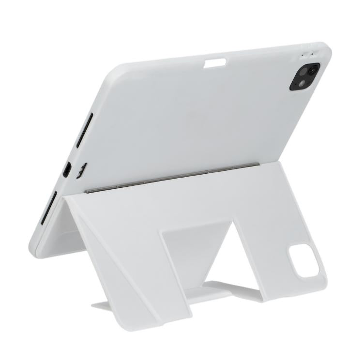For iPad Pro 11 2024 Holder Floating Detachable Backlight Keyboard Tablet Leather Case with Touchpad(White) - For iPad Pro by buy2fix | Online Shopping UK | buy2fix