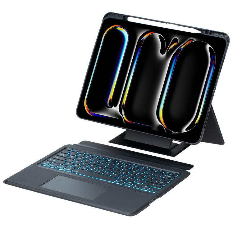 For iPad Pro 13 2024 Holder Floating Detachable Backlight Keyboard Tablet Leather Case with Touchpad(Black) - For iPad Pro by buy2fix | Online Shopping UK | buy2fix