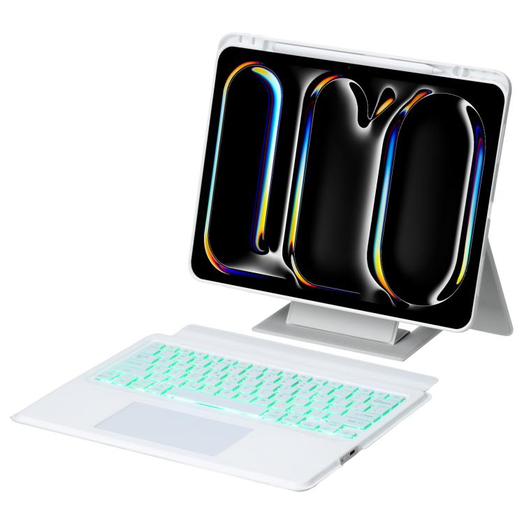 For iPad Pro 13 2024 Holder Floating Detachable Backlight Keyboard Tablet Leather Case with Touchpad(White) - For iPad Pro by buy2fix | Online Shopping UK | buy2fix