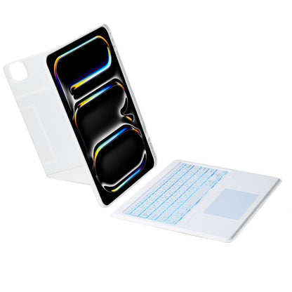 For iPad Pro 13 2024 Holder Floating Detachable Backlight Keyboard Tablet Leather Case with Touchpad(White) - For iPad Pro by buy2fix | Online Shopping UK | buy2fix