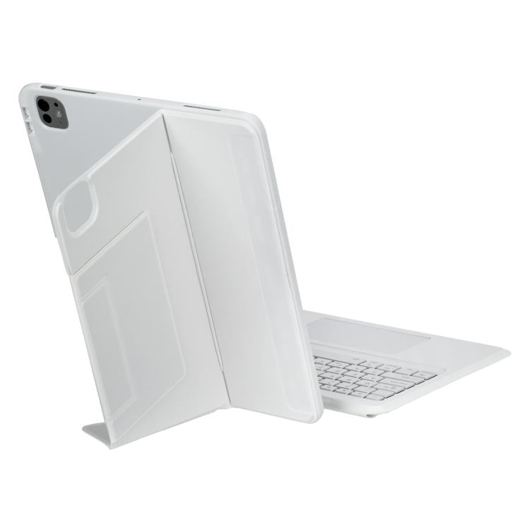 For iPad Pro 13 2024 Holder Floating Detachable Backlight Keyboard Tablet Leather Case with Touchpad(White) - For iPad Pro by buy2fix | Online Shopping UK | buy2fix