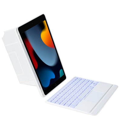 For iPad 10.2 / Air 3 10.5 / Pro 10.5 Holder Floating Detachable Backlight Keyboard Tablet Leather Case with Touchpad(White) - For iPad Air by buy2fix | Online Shopping UK | buy2fix