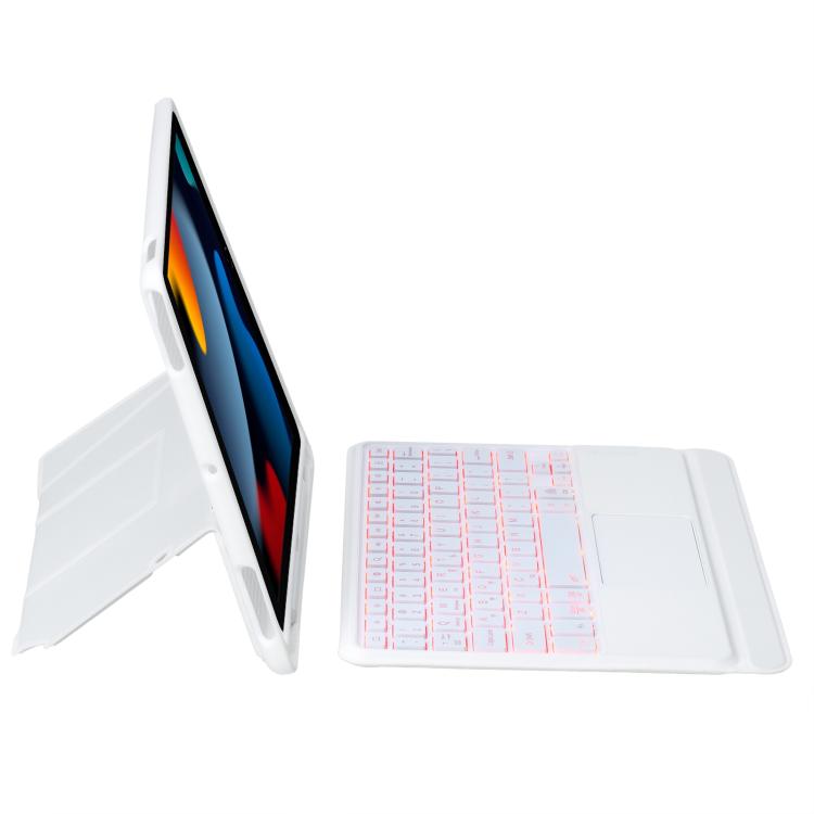 For iPad 10.2 / Air 3 10.5 / Pro 10.5 Holder Floating Detachable Backlight Keyboard Tablet Leather Case with Touchpad(White) - For iPad Air by buy2fix | Online Shopping UK | buy2fix
