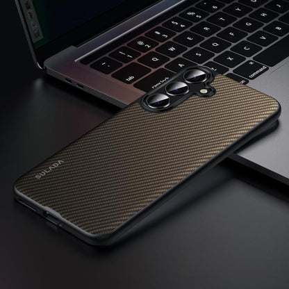 For Samsung Galaxy S25 5G SULADA 600D Kevlar Texture PC Shockproof Phone Case(Brown) - Galaxy S25 5G Cases by SULADA | Online Shopping UK | buy2fix
