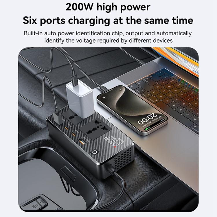 Yesido VC07 200W AC220V Multifunctional Car Inverter(Black) - Others by Yesido | Online Shopping UK | buy2fix