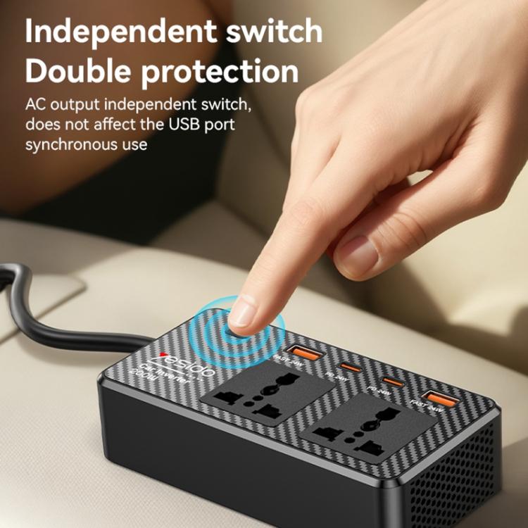 Yesido VC07 200W AC220V Multifunctional Car Inverter(Black) - Others by Yesido | Online Shopping UK | buy2fix