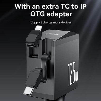 Yesido Y71 125W Type-C + 8 Pin Retractable Cable 3 in 1 Car Charger(Black) - Car Charger by Yesido | Online Shopping UK | buy2fix