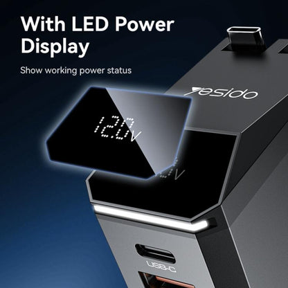 Yesido Y71 125W Type-C + 8 Pin Retractable Cable 3 in 1 Car Charger(Black) - Car Charger by Yesido | Online Shopping UK | buy2fix