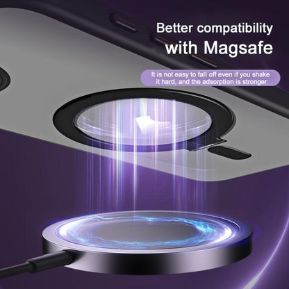 For iPhone 16e Airbag MagSafe Shockproof Frosted Phone Case with Fold Holder(Black) - iPhone 16e Cases by buy2fix | Online Shopping UK | buy2fix