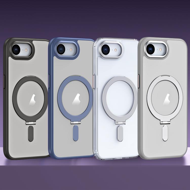 For iPhone 16e Airbag MagSafe Shockproof Frosted Phone Case with Fold Holder(Grey) - iPhone 16e Cases by buy2fix | Online Shopping UK | buy2fix