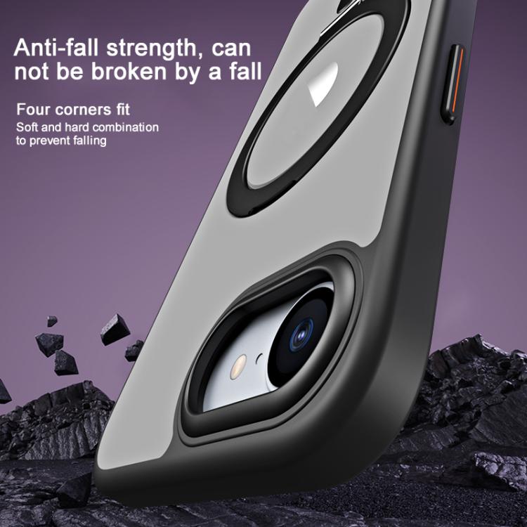 For iPhone 16e Airbag MagSafe Shockproof Frosted Phone Case with Fold Holder(Grey) - iPhone 16e Cases by buy2fix | Online Shopping UK | buy2fix