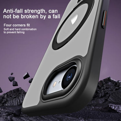 For iPhone 16e Airbag MagSafe Shockproof Frosted Phone Case with Fold Holder(Grey) - iPhone 16e Cases by buy2fix | Online Shopping UK | buy2fix