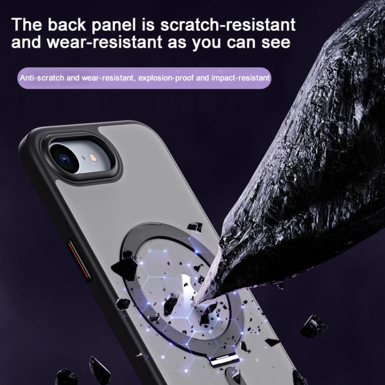 For iPhone 16e Airbag MagSafe Shockproof Frosted Phone Case with Fold Holder(Blue) - iPhone 16e Cases by buy2fix | Online Shopping UK | buy2fix