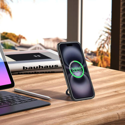 For iPhone 17 Airbag MagSafe Shockproof Frosted Phone Case with Fold Holder(Blue) - iPhone 17 Cases by buy2fix | Online Shopping UK | buy2fix