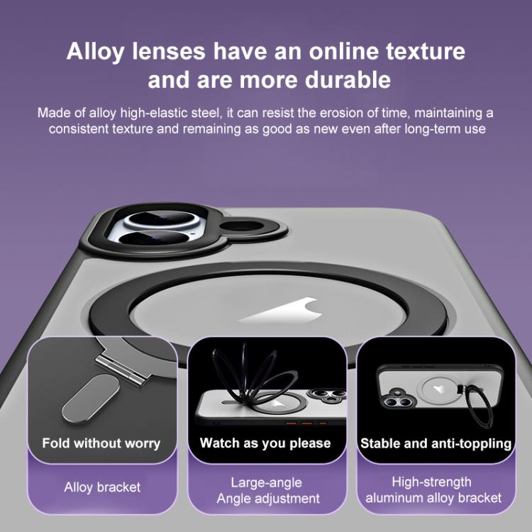 For iPhone 17 Airbag MagSafe Shockproof Frosted Phone Case with Fold Holder(Silver) - iPhone 17 Cases by buy2fix | Online Shopping UK | buy2fix