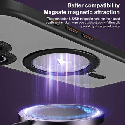 For iPhone 17 Airbag MagSafe Shockproof Frosted Phone Case with Fold Holder(Silver) - iPhone 17 Cases by buy2fix | Online Shopping UK | buy2fix