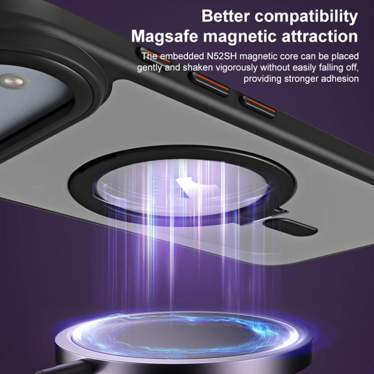 For iPhone Air Airbag MagSafe Shockproof Frosted Phone Case with Fold Holder(Black) - iPhone Air Cases by buy2fix | Online Shopping UK | buy2fix