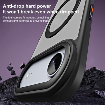 For iPhone Air Airbag MagSafe Shockproof Frosted Phone Case with Fold Holder(Black) - iPhone Air Cases by buy2fix | Online Shopping UK | buy2fix