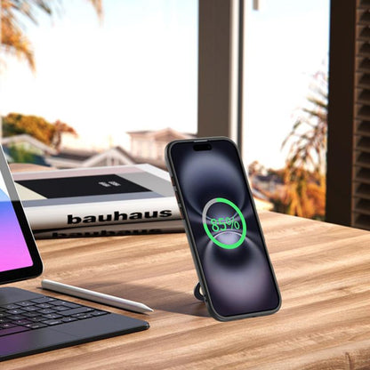 For iPhone Air Airbag MagSafe Shockproof Frosted Phone Case with Fold Holder(Black) - iPhone Air Cases by buy2fix | Online Shopping UK | buy2fix