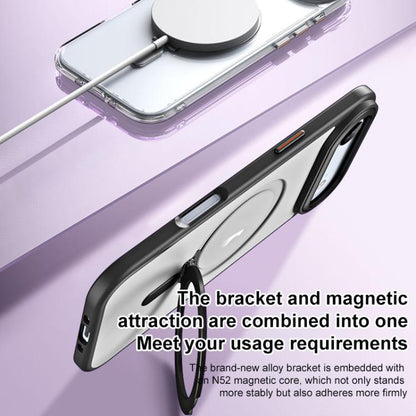 For iPhone Air Airbag MagSafe Shockproof Frosted Phone Case with Fold Holder(Grey) - iPhone Air Cases by buy2fix | Online Shopping UK | buy2fix