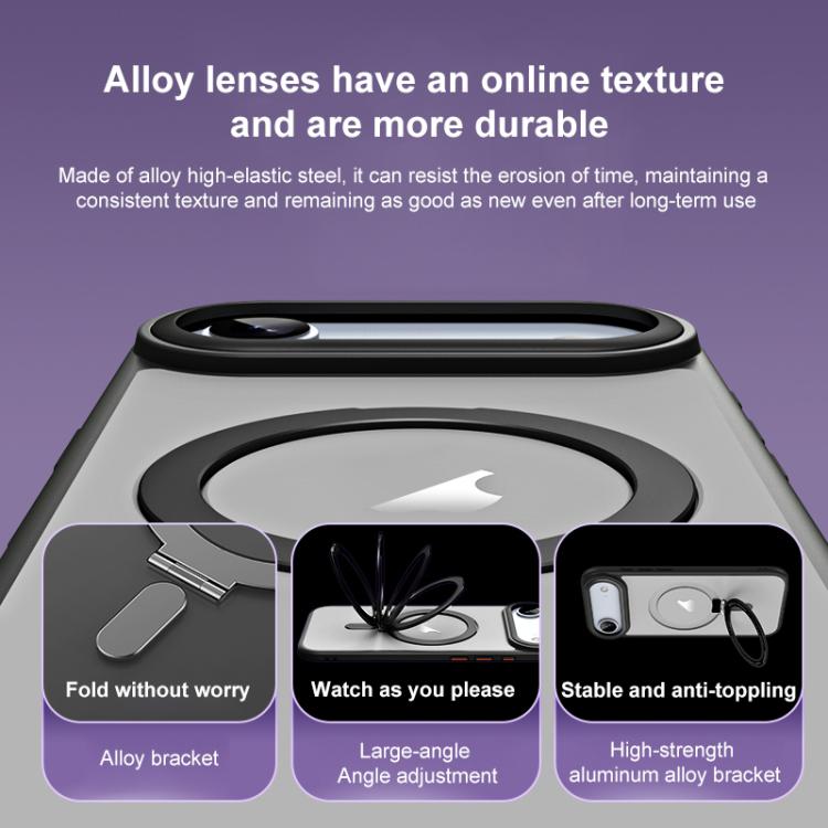 For iPhone Air Airbag MagSafe Shockproof Frosted Phone Case with Fold Holder(Grey) - iPhone Air Cases by buy2fix | Online Shopping UK | buy2fix