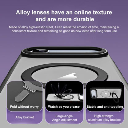 For iPhone Air Airbag MagSafe Shockproof Frosted Phone Case with Fold Holder(Grey) - iPhone Air Cases by buy2fix | Online Shopping UK | buy2fix