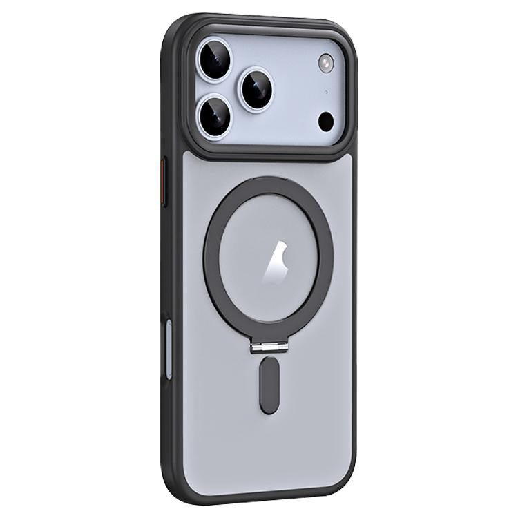 For iPhone 17 Pro Airbag MagSafe Shockproof Frosted Phone Case with Fold Holder(Black) - iPhone 17 Pro Cases by buy2fix | Online Shopping UK | buy2fix