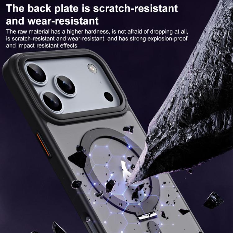 For iPhone 17 Pro Airbag MagSafe Shockproof Frosted Phone Case with Fold Holder(Black) - iPhone 17 Pro Cases by buy2fix | Online Shopping UK | buy2fix