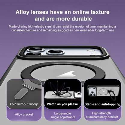 For iPhone 17 Pro Airbag MagSafe Shockproof Frosted Phone Case with Fold Holder(Grey) - iPhone 17 Pro Cases by buy2fix | Online Shopping UK | buy2fix