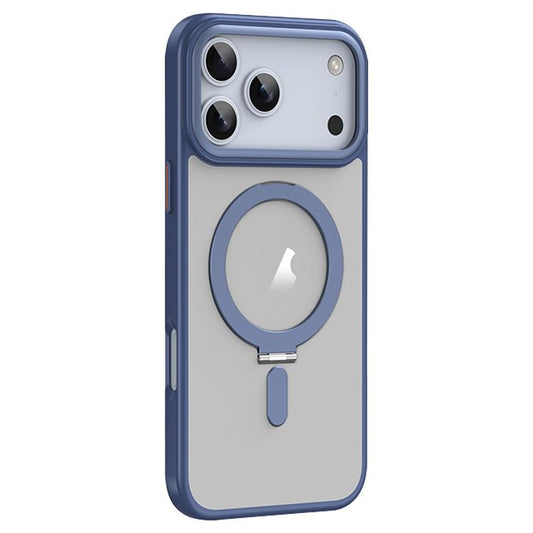 For iPhone 17 Pro Airbag MagSafe Shockproof Frosted Phone Case with Fold Holder(Blue) - iPhone 17 Pro Cases by buy2fix | Online Shopping UK | buy2fix