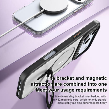 For iPhone 17 Pro Max Airbag MagSafe Shockproof Frosted Phone Case with Fold Holder(Black) - iPhone 17 Pro Max Cases by buy2fix | Online Shopping UK | buy2fix