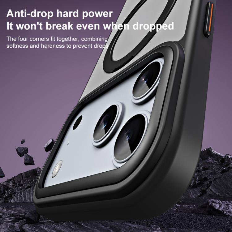 For iPhone 17 Pro Max Airbag MagSafe Shockproof Frosted Phone Case with Fold Holder(Black) - iPhone 17 Pro Max Cases by buy2fix | Online Shopping UK | buy2fix