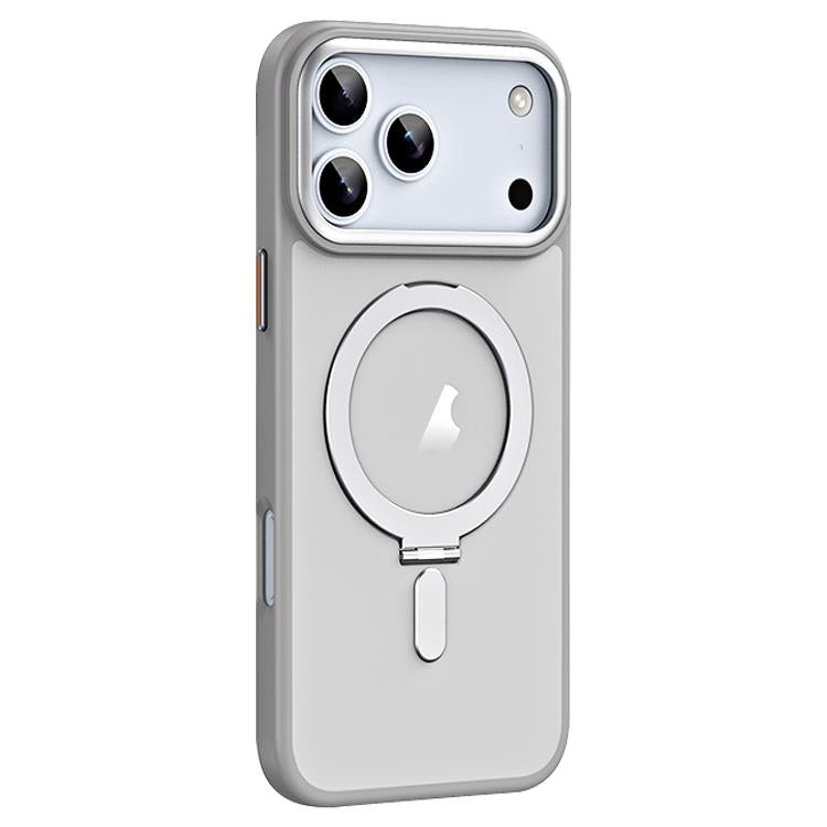 For iPhone 17 Pro Max Airbag MagSafe Shockproof Frosted Phone Case with Fold Holder(Grey) - iPhone 17 Pro Max Cases by buy2fix | Online Shopping UK | buy2fix