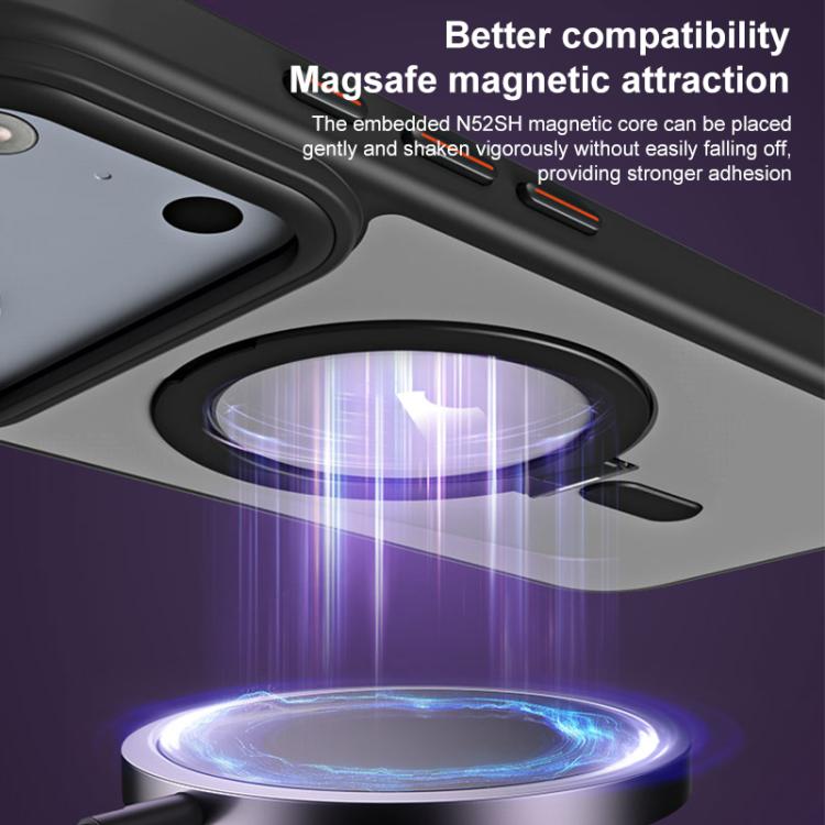 For iPhone 17 Pro Max Airbag MagSafe Shockproof Frosted Phone Case with Fold Holder(Grey) - iPhone 17 Pro Max Cases by buy2fix | Online Shopping UK | buy2fix