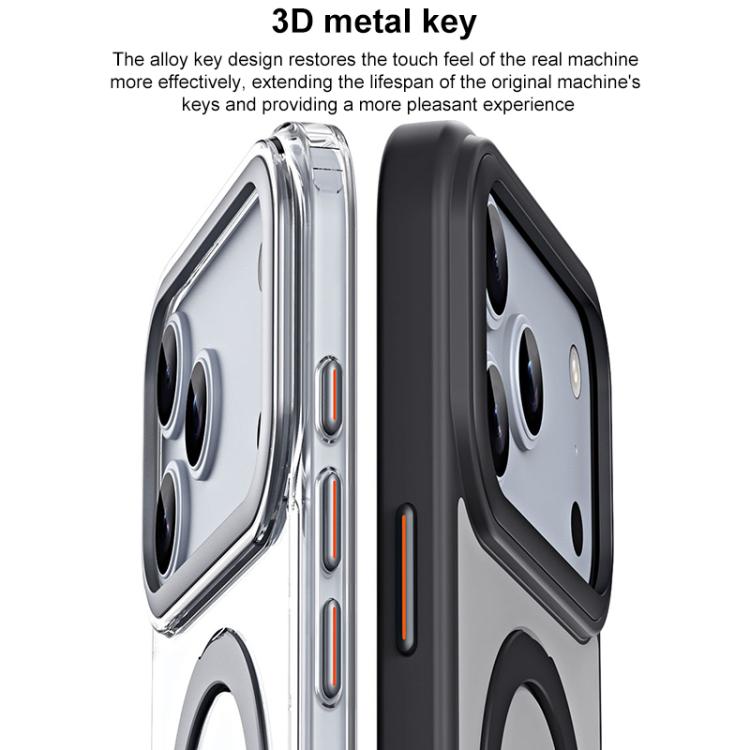 For iPhone 17 Pro Max Airbag MagSafe Shockproof Frosted Phone Case with Fold Holder(Silver) - iPhone 17 Pro Max Cases by buy2fix | Online Shopping UK | buy2fix