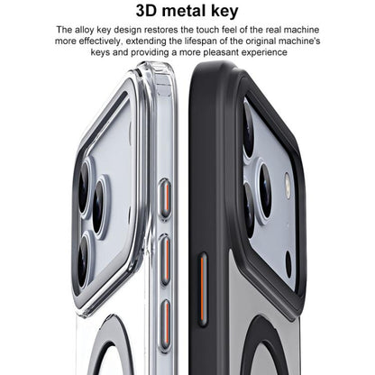 For iPhone 17 Pro Max Airbag MagSafe Shockproof Frosted Phone Case with Fold Holder(Silver) - iPhone 17 Pro Max Cases by buy2fix | Online Shopping UK | buy2fix