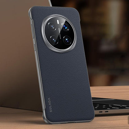 For Honor Magic7 Pro SULADA Frameless Top Layer Cowhide Leather Hybrid PC Phone Case(Blue) - Honor Cases by SULADA | Online Shopping UK | buy2fix