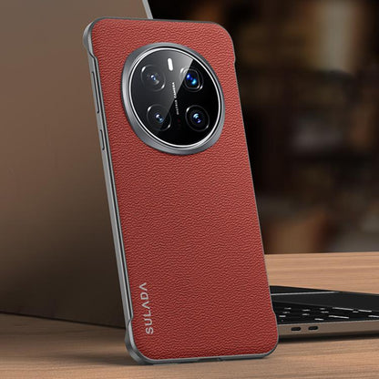 For Honor Magic7 Pro SULADA Frameless Top Layer Cowhide Leather Hybrid PC Phone Case(Red) - Honor Cases by SULADA | Online Shopping UK | buy2fix