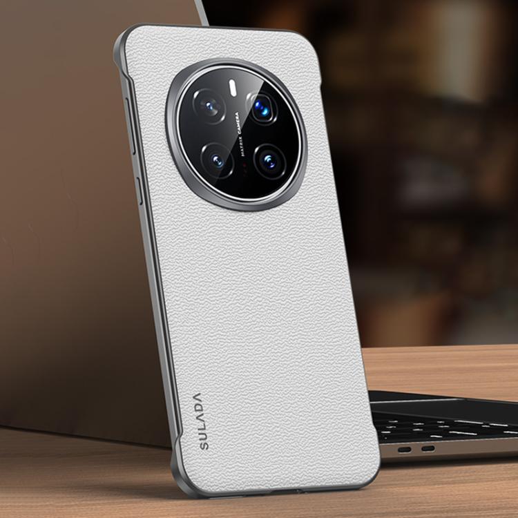 For Honor Magic7 Pro SULADA Frameless Top Layer Cowhide Leather Hybrid PC Phone Case(White) - Honor Cases by SULADA | Online Shopping UK | buy2fix