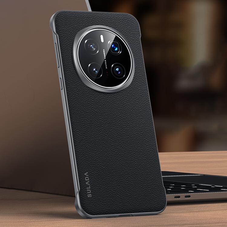 For Honor Magic7 SULADA Frameless Top Layer Cowhide Leather Hybrid PC Phone Case(Black) - Honor Cases by SULADA | Online Shopping UK | buy2fix